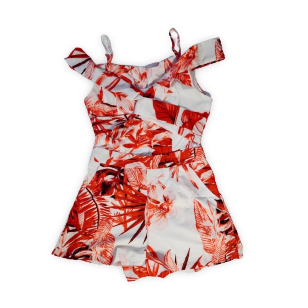 Red Palm Print Romper
